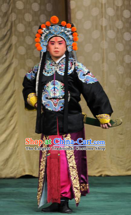 Yu Jia Le Chinese Kun Opera Wusheng Apparels Costumes and Headwear Kunqu Opera Martial Male Garment Bodyguard Clothing