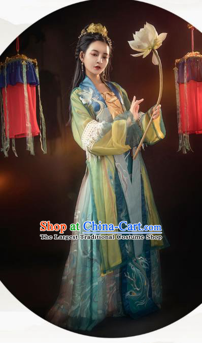 Chinese Ancient Young Lady Hanfu Dress Traditional Song Dynasty Apparels Historical Costumes Complete Set