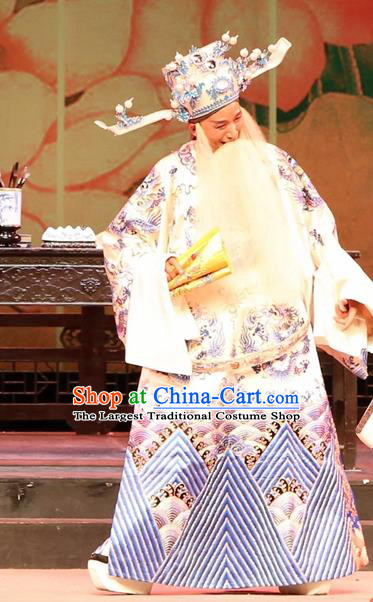 Chinese Huangmei Opera Prime Minister Female Consort Prince Garment Costumes and Headwear An Hui Opera Elderly Male Apparels Chancellor Liu Wenju Clothing