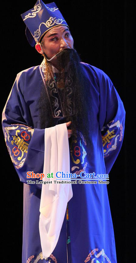 True and False Groom Chinese Huangmei Opera Laosheng Costumes and Headwear An Hui Opera Elderly Male Apparels Landlord Clothing