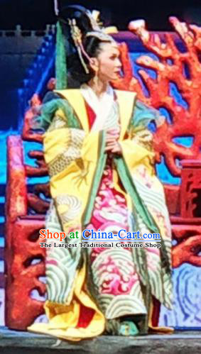 Chinese Huangmei Opera Queen Daughter of Dragon Garment Costumes and Headpieces Traditional Anhui Opera Dragonmother Dress Apparels