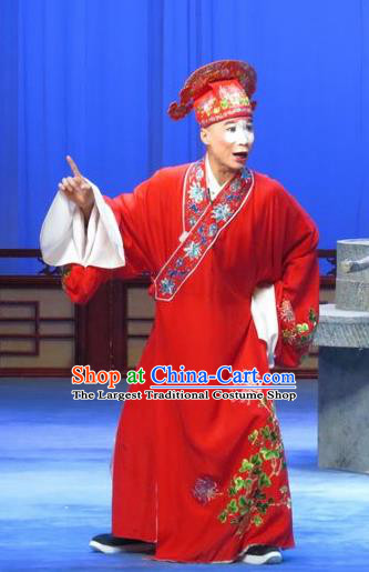 Zhu Hen Ji Chinese Ping Opera Clown Male Song Cheng Costumes and Headwear Pingju Opera Chou Apparels Clothing