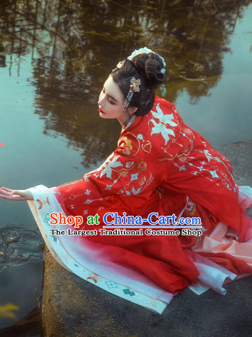 Chinese Traditional Tang Dynasty Woman Apparels Ancient Court Princess Historical Costumes Goddess Hanfu Dress