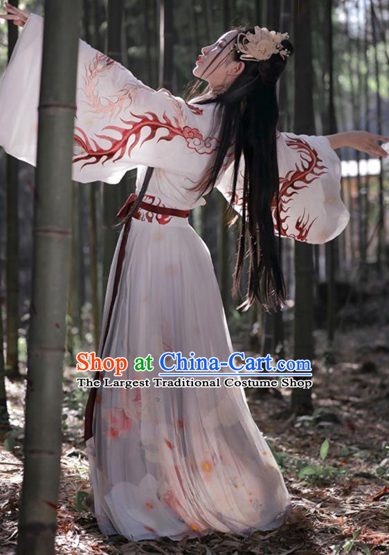 Chinese Traditional Jin Dynasty Young Lady Hanfu Dress Apparels Ancient Female Swordsman Historical Costumes