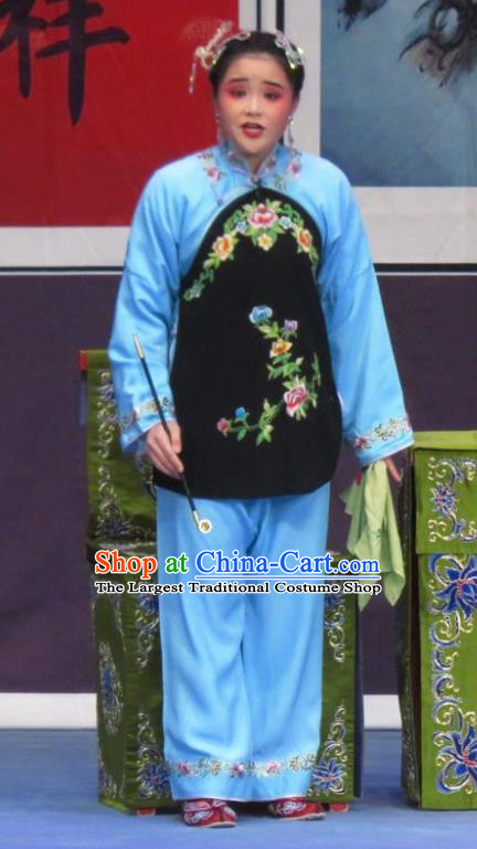Chinese Ping Opera Xiaodan Costumes Flower a Matchmaker Apparels and Headpieces Traditional Pingju Opera Dress Young Female Garment