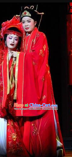 Chinese Yue Opera Lu You And Tang Wan Costumes and Headwear Shaoxing Opera Niche Xiaosheng Scholar Wedding Apparels Garment