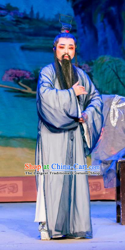 Chinese Yue Opera Lao Sheng Costumes and Headwear Hu Die Meng Butterfly Dream Shaoxing Opera Elderly Man Apparels Garment Zhuang Zhou Clothing