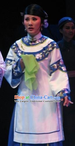 Chinese Shaoxing Opera Concubine Costumes and Hair Accessories Ban Ba Jan Dao Yue Opera Middle Age Woman Dress Garment Apparels