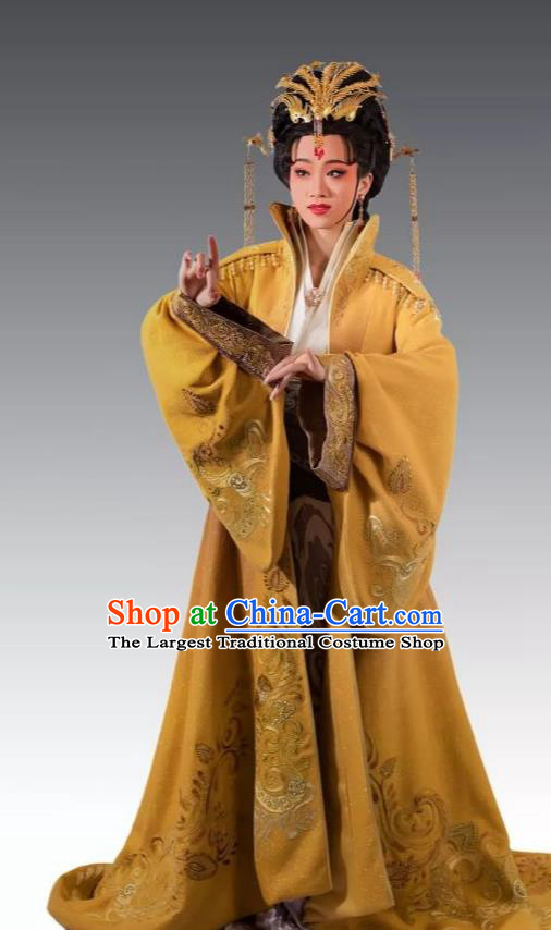 Chinese Shaoxing Opera Hua Tan Dress Apparels and Headdress From Love to Patriotism Deliver the Messenger Yue Opera Queen Garment Costumes