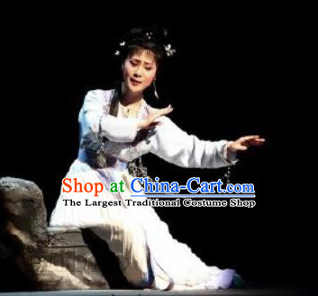 Emperor and the Village Girl Chinese Shaoxing Opera Young Lady Dress Costumes and Hair Accessories Yue Opera Xiaodan Garment Apparels