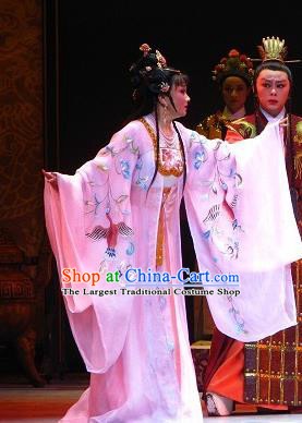 Chinese Shaoxing Opera Court Lady Dress and Headdress Butterfly Love Monk Yue Opera Hua Tan Garment Imperial Consort Xiang Ning Apparels Costumes
