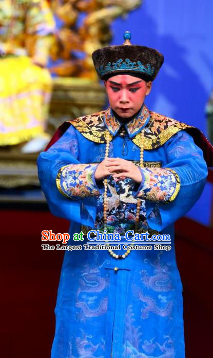 Nan Hai Zi Chinese Peking Opera Young Male Garment Costumes and Headwear Beijing Opera Qing Dynasty Official Apparels Clothing