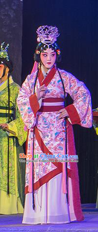 Chinese Beijing Opera Palace Lady Apparels Costumes and Headdress Ru Ji Traditional Peking Opera Xiaodan Dress Court Maid Garment