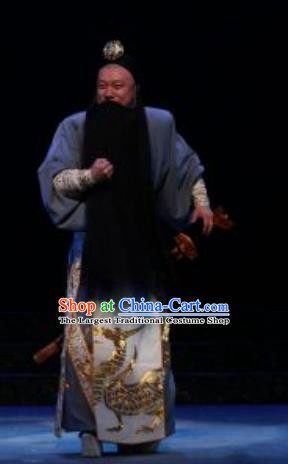 Chun Qiu Er Xu Chinese Peking Opera Elderly Male Garment Costumes and Headwear Beijing Opera Laosheng Apparels Official Wu Zixu Clothing
