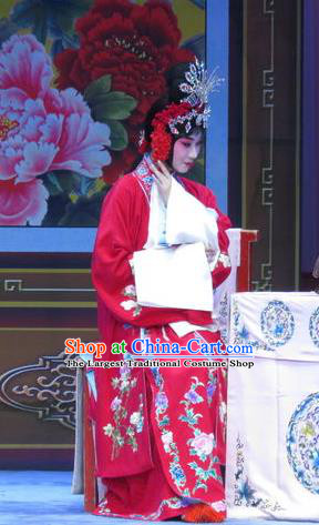 Chinese Ping Opera Hua Tan Red Apparels Costumes and Headpieces Traditional Pingju Opera Lv Bu And Diao Chan Young Beauty Dress Actress Garment