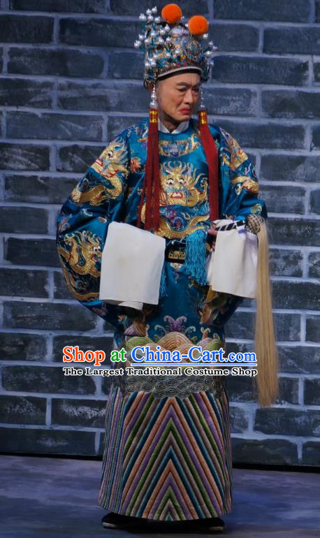 Seven Heros Five Gallants Chinese Peking Opera Old Servant Garment Costumes and Headwear Beijing Opera Court Eunuch Apparels Clothing
