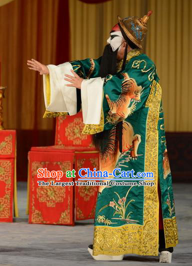 Refuse to Attend A Feast Chinese Peking Opera Jing Role Garment Costumes and Headwear Beijing Opera Elderly Male Apparels Lord Clothing