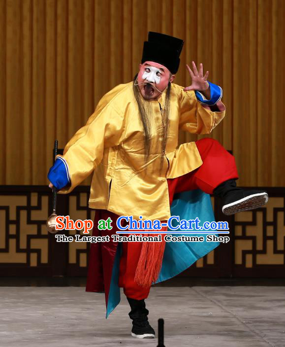 Dingjun Mount Chinese Peking Opera Chou Xia Houshang Garment Costumes and Headwear Beijing Opera Clown Apparels Clothing