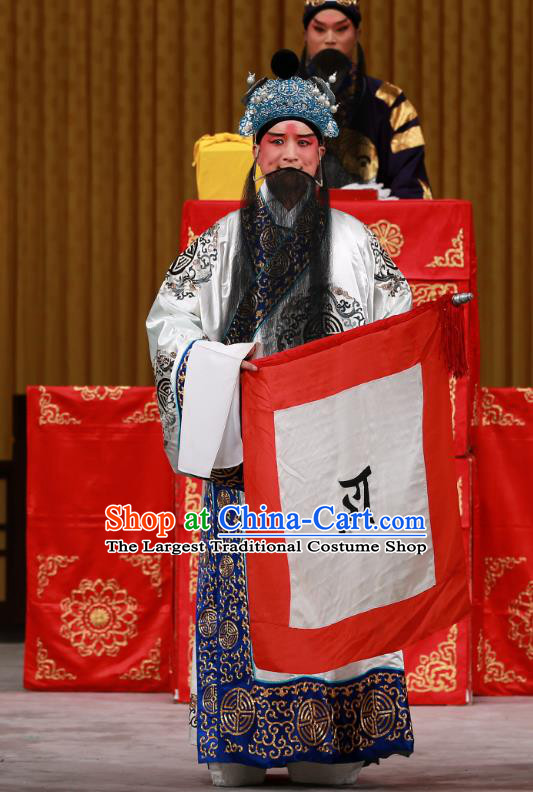 Dingjun Mount Chinese Peking Opera Elderly Male Garment Costumes and Headwear Beijing Opera Lord Apparels Laosheng Liu Bei Clothing