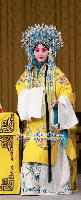 Chinese Beijing Opera Empress Apparels Bei Fa Zhong Yuan Costumes and Headpieces Traditional Peking Opera Huadan Dress Queen Garment