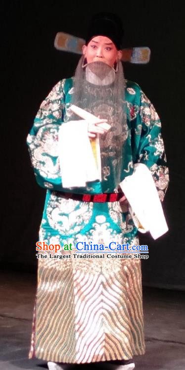 Shen Tou Ci Tang Chinese Peking Opera Minister Garment Costumes and Headwear Beijing Opera Official Lu Bing Apparels Elderly Male Clothing