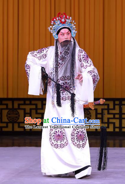 Yue Mu Ci Zi Chinese Peking Opera Laosheng Garment Costumes and Headwear Beijing Opera General Yue Fei Apparels Takefu Clothing