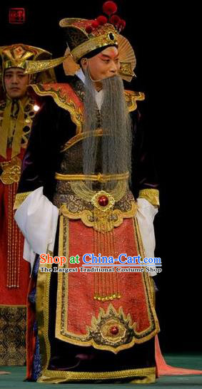 Love of Guan Yin Chinese Peking Opera Old King Garment Costumes and Headwear Beijing Opera Elderly Male Apparels Laosheng Clothing