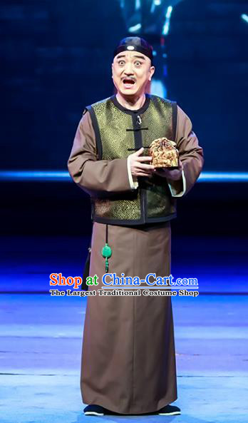 The Grand Mansion Gate Chinese Peking Opera Middle Age Male Garment Costumes and Headwear Beijing Opera Bookkeeper Wu Yongfa Apparels Clothing