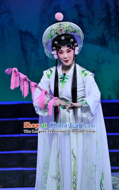 Chinese Beijing Opera Young Female Apparels Qi Nv Wu Rong Costumes and Headdress Traditional Peking Opera Country Woman Dress Garment