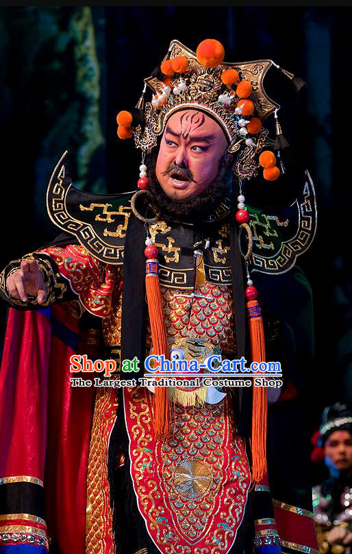 Lu Shui Yi Shan Chinese Peking Opera Yi King Apparels Costumes and Headpieces Beijing Opera Painted Face Garment Chief Meng Huo Clothing
