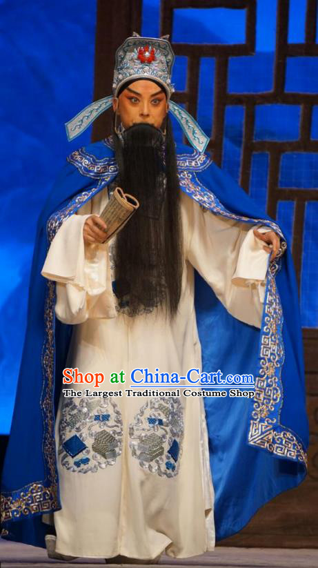 Man Jiang Hong Chinese Peking Opera Elderly Male Yue Fei Apparels Costumes and Headpieces Beijing Opera Laosheng Garment Clothing