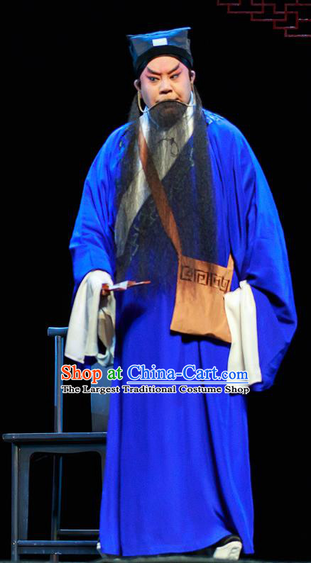 Xi Jiao Chinese Peking Opera Laosheng Garment Costumes and Headwear Beijing Opera Elderly Male Apparels Song Jiang Clothing