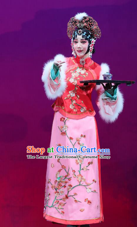 Chinese Beijing Opera Actress Apparels Mei Hua Zan Costumes and Headdress Traditional Peking Opera Princess Dress Hua Tan Noble Female Garment