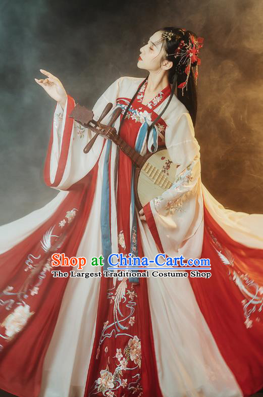Traditional Chinese Ancient Noble Princess Embroidered Hanfu Dress Garment Tang Dynasty Court Historical Costumes Complete Set
