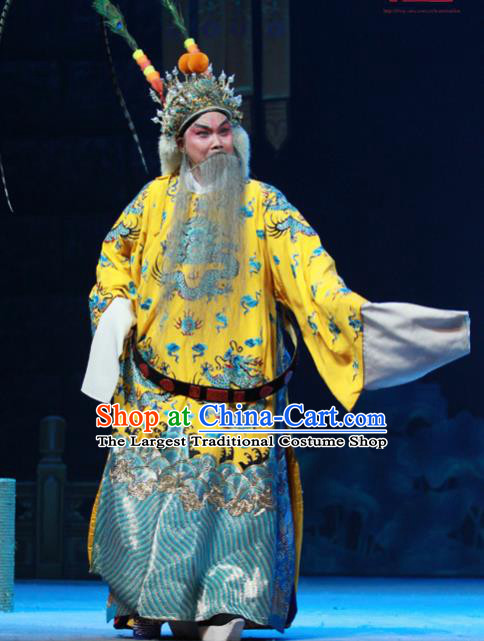 Chinese Peking Opera King Apparels Costumes and Headpieces Beijing Opera Elderly Male Garment Lord Wu Sangui Clothing