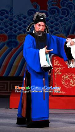 Hua Long Dian Jing Chinese Peking Opera Elderly Male Apparels Costumes and Headpieces Beijing Opera Laosheng Garment Scholar Clothing