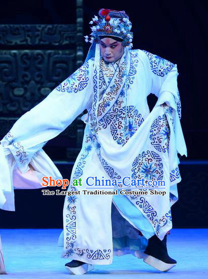 Yu Zhou Feng Chinese Ping Opera Young Male Garment Costumes and Headwear Pingju Opera Wusheng Kuang Fu Apparels Clothing
