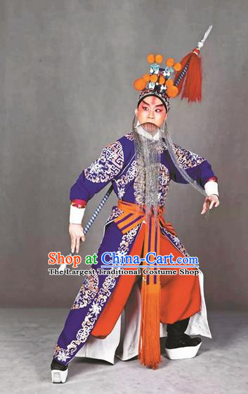 Long Tan Bao Luo Chinese Peking Opera Martial Man Apparels Costumes and Headpieces Beijing Opera Wusheng Garment Takefu Clothing