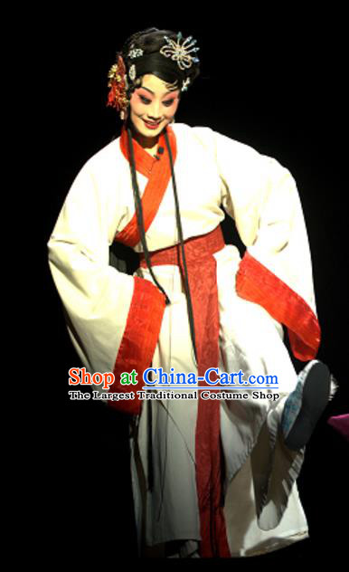 Chinese Sichuan Opera Young Woman Pu Lan Costumes and Hair Accessories Yu Hai Kuang Chao Traditional Peking Opera Dress Actress Apparels