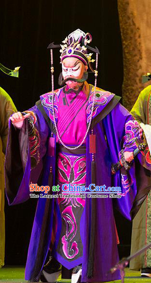Hui Lan Ji Chinese Sichuan Opera Painted Role Apparels Costumes and Headpieces Peking Opera Elderly Male Garment Clothing