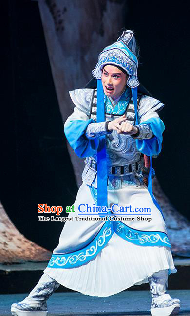 Hui Lan Ji Chinese Sichuan Opera Martial Male Apparels Costumes and Headpieces Peking Opera Wusheng Garment Takefu Armor Clothing
