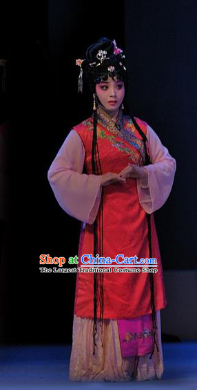 Chinese Sichuan Opera Xiaodan Garment Costumes and Hair Accessories Traditional Peking Opera Xue Baochai Dress Servant Girl Hua Xiren Apparels