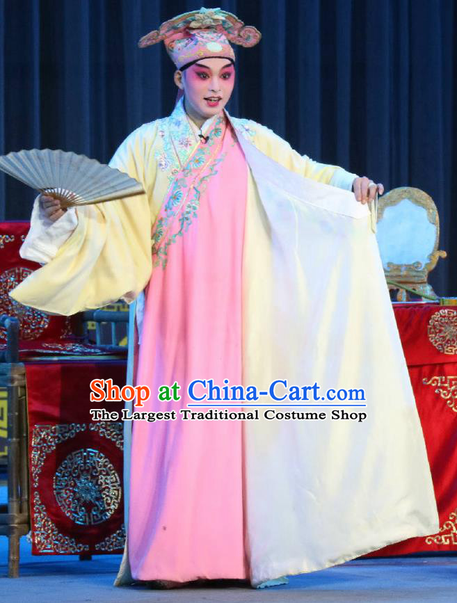 Bi Bo Hong Lian Chinese Sichuan Opera Scholar Jin Wangsun Apparels Costumes and Headpieces Peking Opera Young Male Garment Xiaosheng Clothing