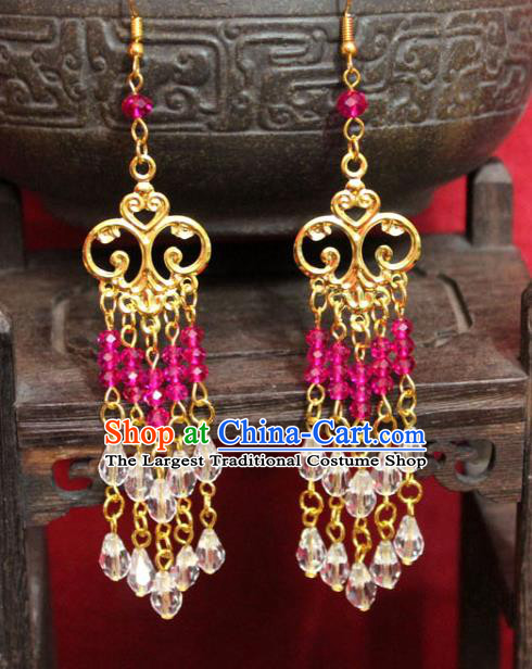 Traditional Chinese Ancient Princess Beads Tassel Earrings Handmade Jewelry Accessories Eardrop for Women