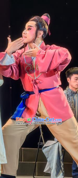 Zhuo Wenjun Chinese Sichuan Opera Young Boy Apparels Costumes and Headpieces Peking Opera Livehand Garment Servant Clothing