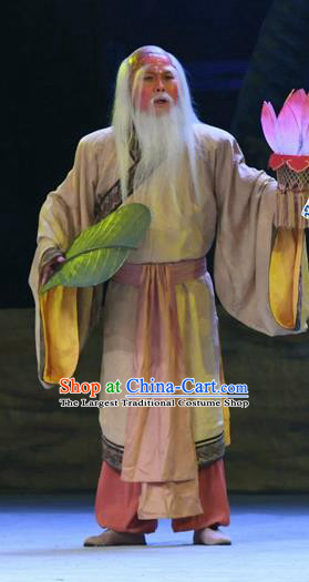 Ma Zu Chinese Peking Opera Elderly Male Garment Costumes and Headwear Beijing Opera Barefoot Immortal Apparels Clothing