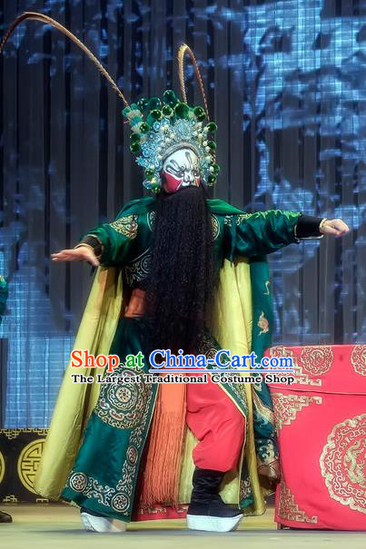 Da Hong Tai Chinese Sichuan Opera Bandit Xiao Fang Apparels Costumes and Headpieces Peking Opera Martial Male Garment Wusheng Clothing