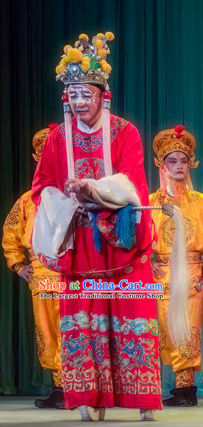 Da Hong Tai Chinese Sichuan Opera Eunuch Apparels Costumes and Headpieces Peking Opera Servant Male Garment Clothing