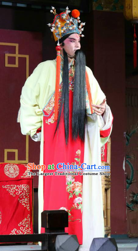 The Palace of Eternal Youth Love Chinese Sichuan Opera Emperor Apparels Costumes and Headpieces Peking Opera Elderly Male Garment Laosheng Clothing