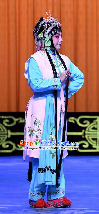 Chinese Beijing Opera Young Beauty Apparels Costumes and Headpieces Traditional Peking Opera Yu Bei Pavilion Xiaodan Wang Shuying Dress Garment